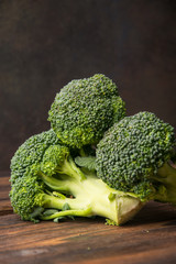 broccoli on wooden table