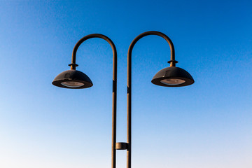 Retro beautiful streetlight and lamp in Tossa Beach 