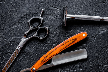 Tools for cutting beard barbershop top view