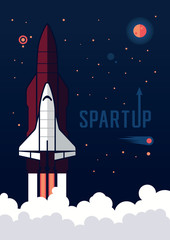 Space shuttle and rockets vector illustration