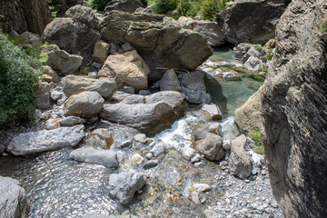 Cinca river in the pineta valley between the Aragonese Pyrenees mountains, Huesca, Spain