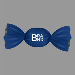 Blue brand bonbon icon. Realistic illustration of blue brand bonbon vector icon for web design