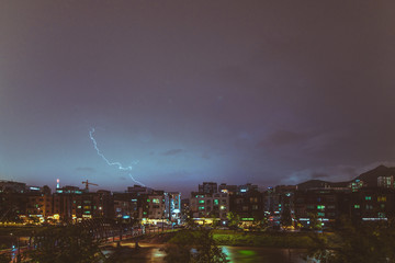 lightning over the city