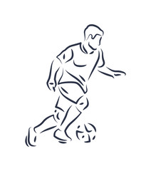 Footballer Running with Ball Vector Illustration