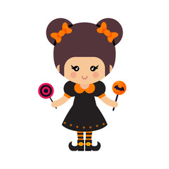 cartoon cute witch vector with magic candies