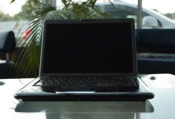Fototapeta premium close up. open laptop on the table