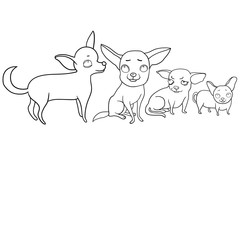 Set of vector drawings, funny dogs, cartoon characters, moods and emotions