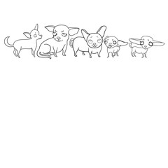 Set of vector drawings, funny dogs, cartoon characters, moods and emotions