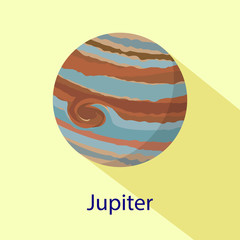 Jupiter planet icon. Flat illustration of jupiter planet vector icon for web design