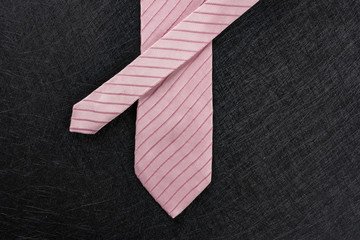 pink color striped tie for men