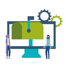 business women computer email communication
