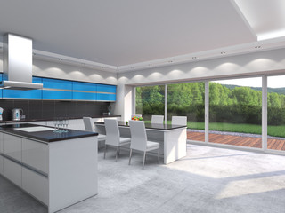 3D rendering modern kitchen