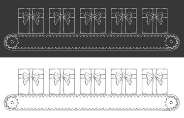 Obraz premium sketch of the conveyer belt and five gifts