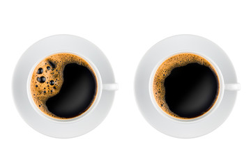 Two cups of coffee top view
