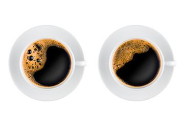 Two cups of coffee top view