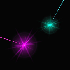 Two colorful laser beams on a black background