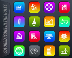 Fuel Power generation icons set