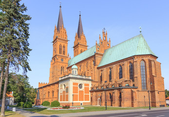 Fototapeta na wymiar Basilica Cathedral of St. Mary of Assumption in Wloclawek on Vistula river, Poland