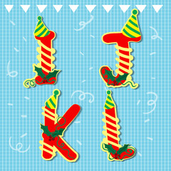 Set alphabets Xmas of simple color illustrations