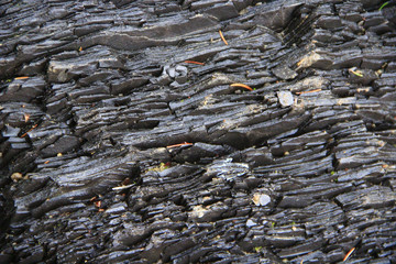 Rock layers in mountains. Layers of stony rocks