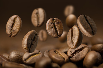 Coffee beans falling