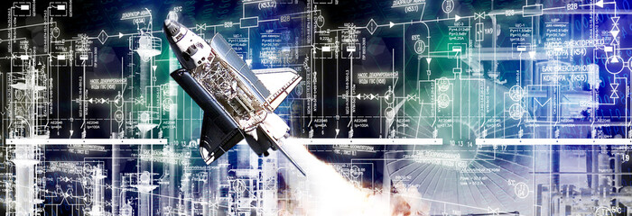 construction space rocket.engineering technologies.elements of this image furnished by NASA