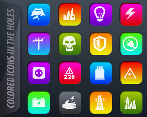 High voltage icons set