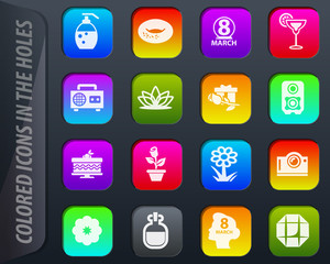 Womens Day icons set