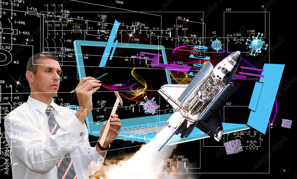 Wall mural engineering technologies generation space rocket.elements of this image furnished by nasa