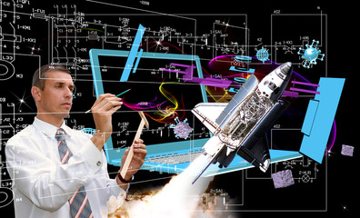 engineering technologies generation space rocket.elements of this image furnished by NASA