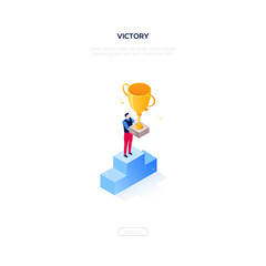 Victory concept - modern isometric vector web banner