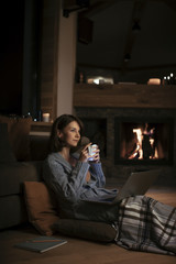 A Woman Enjoying Wintertime at Home