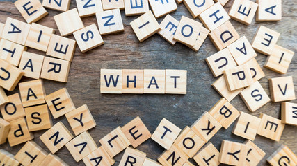 What word text on wood squaer block