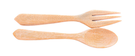 Spoon with fork on white background
