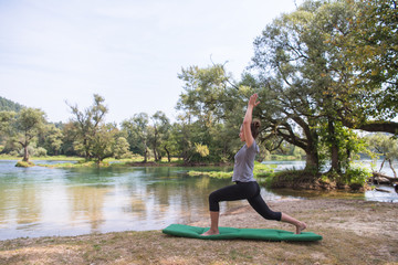 woman meditating and doing yoga exercise