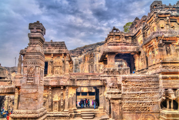 The Kailasa temple, cave 16 in Ellora complex. UNESCO world heritage site in Maharashtra, India