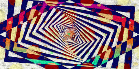 Obraz premium graphic illustration watercolor paint geometric fractal spiral shape background