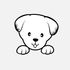 Face dog isolated a white background. Greeting card.