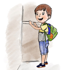 schoolboy with backpack illustration