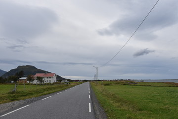 Norwegen, Lofoten, Gimsøy, Gimsøya, Gimsøystraumen, Fjord, Vinjevika, Sandmannen, Insel, Herbst,...