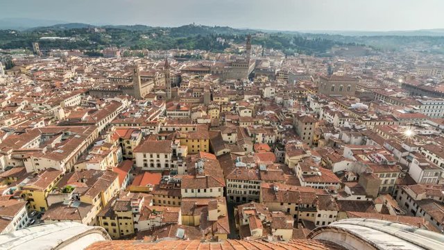 Historic center of Florence, Italy. Panoramic view, time lapse video