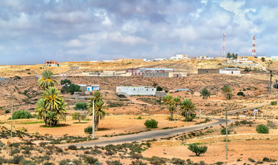 Obraz premium Typical Tunisian landscape at Ksar Ouled Soltane near Tataouine