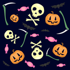Halloween cartoon vector pattern.