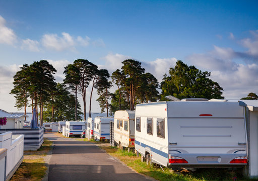 Camper trailers at norwegian holiday RV park