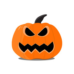 Flat Halloween pumpkin on the white background.