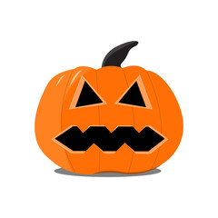 Flat Halloween pumpkin on the white background.