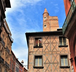 Medieval architecture in Toulouse city, Haute Garonne, Occitanie region, France