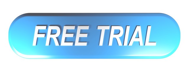 Blue rounded rectangle push button FREE TRIAL - 3D rendering