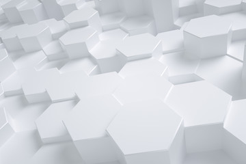 3d rendering, hexagon with white background