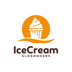 Ice Cream logo vector. Ice Cream emblem design. Food logo vector template.